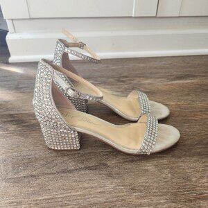 Blue by Betsey Johnson Mari Rhinestone Block Heel Dress Sandals Women's Size 8